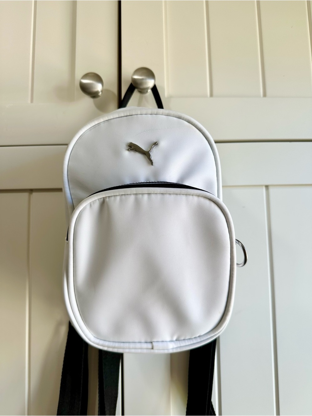 Puma White Mini Backpack with Silver Logo